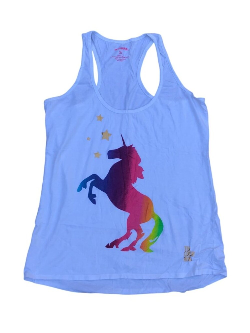 THE COLOR RUN Tank Top Women's XL Shirt Colorful Unicorn